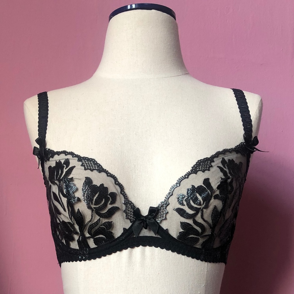 NWT Agent Provocateur black Sparkle bra 32C - Picture 2 of 7